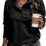 SHEWIN Womens Sweatshirt Casual Long Sleeve Lightweight Sweatshirts Button Loose Pullover Tops