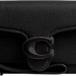Coach Polished Pebble Tabby Wristlet, Black, One Size: Handbags