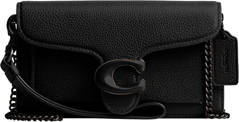 Coach Polished Pebble Tabby Wristlet, Black, One Size: Handbags